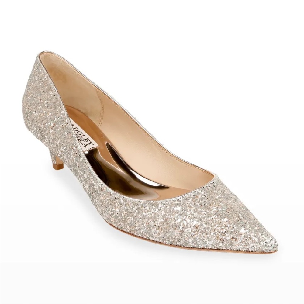 Badgley Mischka Silver Glitter Heels